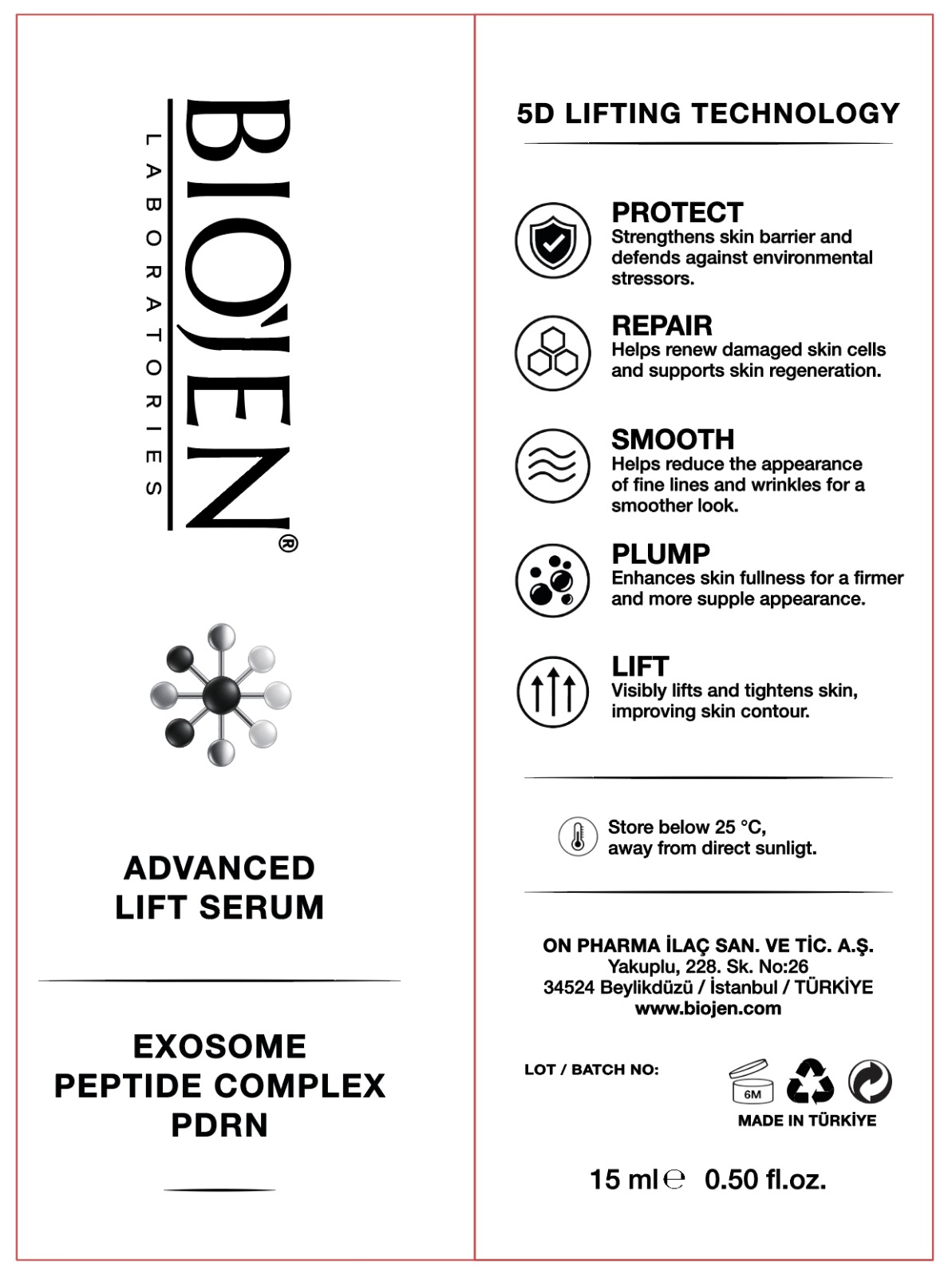 Advanced Lift Serum technical label